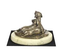 Weimaraner - Figura Con Cane Su Sandigem Marmo Art Dog