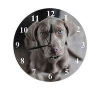 Weimaraner, orologio da parete a forma di cane, grigio, silenzioso, senza ticchettio, 25,4 cm, funzionamento a batteria, rotondo, decorazione per la casa, soggiorno, cucina, camera da letto, ufficio