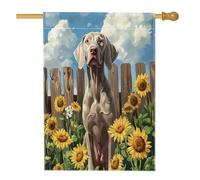 Weimaraner Spring - Bandiera per la casa del cane, 71 x 101 cm, double-face, decorativa per esterni, recinto con girasole, cuccioli, cortile, bandiera per la casa, fattoria per animali domestici