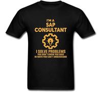 WEIMEIDA Creative Design T Shirt for Men Sap Consultant Letter Quotes Headline Men Tshirts Father's Day Popular Cotton Tops Tees Black L