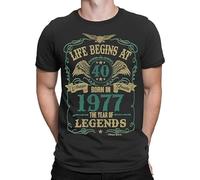 WEIMEIDA Life Begins At 40 Uomo T Shirt Born in 1977 The Year of Legends 40Th Regalo di Compleanno Mens Man Black M