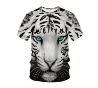 WEIMEIJIE Maglietta Estiva da Uomo Casual Traspirante a Maniche Corte, Taglia Grande, con Stampa 3D di Tigre Bianca, Modello di Tigre.