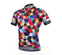 Weimostar Grid - Maglia da ciclismo a maniche corte da uomo, con 3 tasche riflettenti