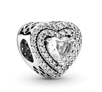 WEIMU Ciondolo a forma di cuore, in argento Sterling 925, per bracciale e collana, gioielli da donna, m, Argento sterling, Zirconia cubica