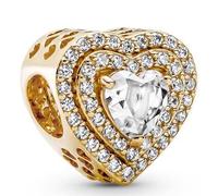 WEIMU Ciondolo a forma di cuore, in argento Sterling 925, per bracciale e collana, gioielli da donna, m, Argento sterling, Zirconia cubica