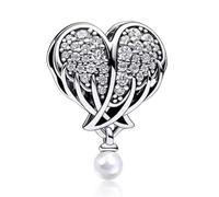 WEIMU Ciondolo a forma di cuore, in argento Sterling 925, per bracciale e collana, gioielli da donna, m, Argento sterling, Zirconia cubica