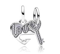 WEIMU Ciondolo a forma di cuore, in argento Sterling 925, per bracciale e collana, gioielli da donna, m, Argento sterling, Zirconia cubica