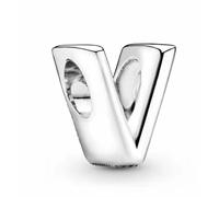 WEIMU Ciondolo a forma di lettera in argento 925, per bracciali, ciondoli a forma di perline, compatibile con braccialetti e collane europei per donne, m, Argento sterling, Zirconia cubica