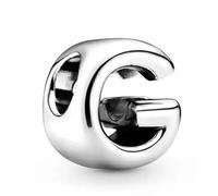 WEIMU Ciondolo a forma di lettera in argento 925, per bracciali, ciondoli a forma di perline, compatibile con braccialetti e collane europei per donne, m, Argento sterling, Zirconia cubica