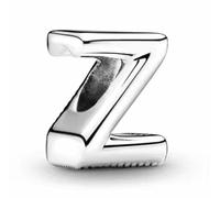 WEIMU Ciondolo a forma di lettera in argento 925, per bracciali, ciondoli a forma di perline, compatibile con braccialetti e collane europei per donne, m, Argento sterling, Zirconia cubica