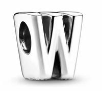 WEIMU Ciondolo a forma di lettera in argento 925, per bracciali, ciondoli a forma di perline, compatibile con braccialetti e collane europei per donne, m, Argento sterling, Zirconia cubica