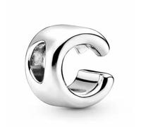 WEIMU Ciondolo a forma di lettera in argento 925, per bracciali, ciondoli a forma di perline, compatibile con braccialetti e collane europei per donne, m, Argento sterling, Zirconia cubica