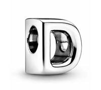 WEIMU Ciondolo a forma di lettera in argento 925, per bracciali, ciondoli a forma di perline, compatibile con braccialetti e collane europei per donne, m, Argento sterling, Zirconia cubica