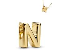 WEIMU Ciondolo a forma di lettera in oro 925, per bracciali, ciondoli a forma di perline, compatibile con braccialetti e collane europei per donne, m, Argento sterling, Zirconia cubica