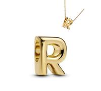 WEIMU Ciondolo a forma di lettera in oro 925, per bracciali, ciondoli a forma di perline, compatibile con braccialetti e collane europei per donne, m, Argento sterling, Zirconia cubica