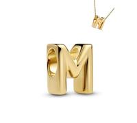 WEIMU Ciondolo a forma di lettera in oro 925, per bracciali, ciondoli a forma di perline, compatibile con braccialetti e collane europei per donne, m, Argento sterling, Zirconia cubica