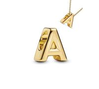 WEIMU Ciondolo a forma di lettera in oro 925, per bracciali, ciondoli a forma di perline, compatibile con braccialetti e collane europei per donne, m, Argento sterling, Zirconia cubica