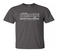 Weinafang Yyao I'm Not Anti Social. I'm Selectively Social. Funny T Shirts Men Grey XL