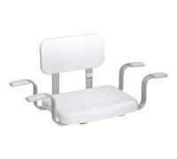 WEINBERGER Badewannensitz mit Rückenlehne, Sitzhilfe für Badewannen mit Innenmaß von 59-72 cm, sehr stabil bis 150 kg, Aluminium, Sitzbrett, Badebrett, Badehocker/Farbe: Weiß/Modell: 48538