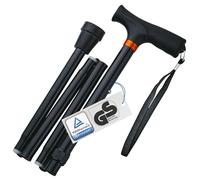 Weinberger Bastone da passeggio telescopico stabile, pieghevole, regolabile in altezza, antiscivolo, confortevole, solo 420 grammi, max. 136 kg, bastone da passeggio da viaggio, 48748, nero