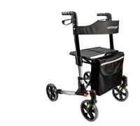 Weinberger Deambulatore in alluminio leggero pieghevole all-Inclusive con borsa porta bastoni freni, leggero solo 7, 3 kg, regolabile in altezza, deambulatore da viaggio, colore argento/nero