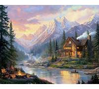 Weiniuniu fai da Te Pittura Diamante 5D Kit Baita di montagna Trapano Rotondo Completo Immagine di Strass Arte Artigianato Decorazione della Parete 40x50 cm