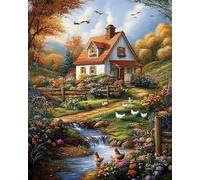 Weiniuniu fai da Te Pittura Diamante 5D Kit Capanna nella foresta Trapano Rotondo Completo Immagine di Strass Arte Artigianato Decorazione della Parete 40x50 cm