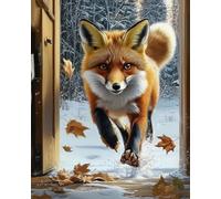 Weiniuniu fai da Te Pittura Diamante 5D Kit Volpe delle nevi Trapano Rotondo Completo Immagine di Strass Arte Artigianato Decorazione della Parete 50X70 cm