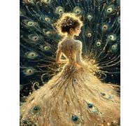 Weiniuniu fai da Te Pittura Diamante 5D Ragazza pavone Kit Trapano Rotondo Completo Immagine di Strass Arte Artigianato Decorazione della Parete 50x70 cm