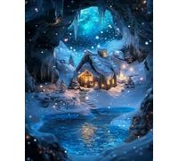 Weiniuniu Kit Per Punto Croce Per Adulti Casa di neve da sogno Kit Per Punto Croce Prestampato Da 11CT Per Principianti Kit Per Ricamo fai da te 50x70 cm