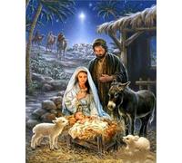 Weiniuniu Kit Punto Croce Prestampato natività religiosa 11CT Per Adulti Ricamo Starter Kit Decorazione Artistica Da Parete fai da te Per Principianti 40x50 cm