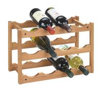 WENKO Scaffale porta bottiglie di vino Norway, scaffale legno per vino fino a 12 bottiglie, portabottiglie in noce da terra a 3 piani