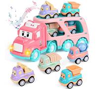 Weinsamkeit Camion Giocattolo per Bambini con Suoni e Luci, 5 in 1 Camion Macchinine per Bambini, 4 Mini Cars, Camion Cars Auto Giocattolo Regalo per Bambino Ragazzi Ragazze 3 4 5 Anni