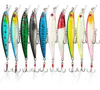 Weinsamkeit Esca da Pesca Spinning, 10 Pezzi 3D Artificiali Finti Mare, Fishing Lure per Trota Spigola Luccio, Accessori Kit per Acqua Dolce e Salata
