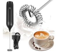 Weinsamkeit Montalatte Elettrico Cappuccino, USB Ricaricabile Frullino Montalatte Manuale Frullino Montalatte Elettrico Portatile per Caffè Latte Cappuccino Cioccolata Calda (C1)