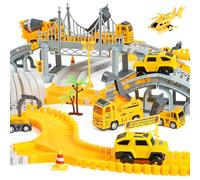 Weinsamkeit Pista Elettrica Macchinine, Set da 345 Pezzi Pista Auto Flessibile con 7 Camion Giocattolo e 2 Auto Elettriche, Giochi Bambini 3 4 5 6 Anni