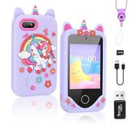Weinsamkeit Smartphone per Bambini, Fotocamera per Bambini con 32GB Card, Giocattoli per Bambine 3-4 Anni, Gioco di Ruolo Telefono Cellulare Unicorno Giocattolo Regalo per Bambini 3-9 Anni Ragazze