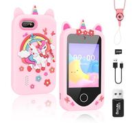 Weinsamkeit Smartphone per Bambini, Fotocamera per Bambini con 32GB Card, Giocattoli per Bambine 3-4 Anni, Gioco di Ruolo Telefono Cellulare Unicorno Giocattolo Regalo per Bambini 3-9 Anni Ragazze
