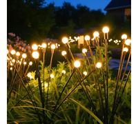 Weiongppy 4 Pezzi Lampade Solari Lucciole da Giardino, 6 Led Luci Solari Esterno, IP65 Impermeabile 2 Modalità, Luci Lucciola Energia Solare per Giardino Patio Balcone Cortile- Bianco Caldo