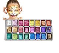 Weiqizuerqi - Set di acquerelli con colori perlati, 24 colori perlati, acquerelli con glitter, tinta unita, tavolozza per principianti, 12,4 x 6,4 cm