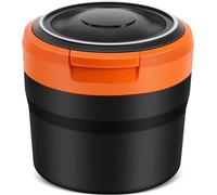 WEIQQI Portacenere per Auto, per VW Golf 7 2015-2021 Portacenere Autoestinguente Portabicchieri con Coperchio con Luce LED Portatile Posacenere,Orange/C