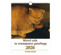 Weird Cats in Renaissance 2026 Wall Calendar, 12 Hilarious Renaissance Cat Illustrations, 12 Month Weird Horror Cats Calendar New Year Gifts for Cat Lovers-1PCS