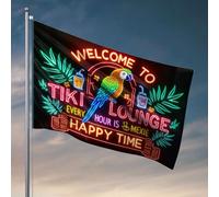 Weird Flags Welcome to Tiki Lounge. Every Hour Is Happy Time. Bandiera decorativa per esterni, per studenti e atleti (30 x 45 cm)