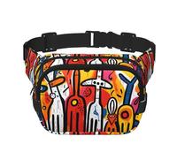 Weird Graffiti Fitness borsa a tracolla da viaggio alla moda e casual, marsupio quadrato a doppio strato, nero, taglia unica, Nero, One Size