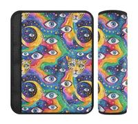 Weird Leopard Evil Eyes Ball on Rainbow Cintura di sicurezza per auto, confortevole, confezione da 2 cinghie per cintura di sicurezza per adulti