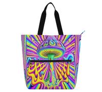 Weird Mushroom - Borsa per libri da gioco per bambini, per ragazzi, ragazze, adulti, grande, per scuola, spiaggia, con cerniera, per scuola, shopping, viaggi, arcobaleno