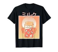 Weirdcore Aesthetic Kawaii Peach Milk Carton Eyeballs Retro Maglietta