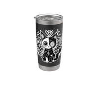 Weirdcore Cat Gothic Moon Stars Bicchiere termico in acciaio inox doppia parete