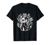 Weirdcore Cat Gothic Moon Stars Maglietta
