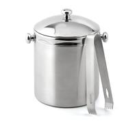 Weis 16823 - Secchiello per Il Ghiaccio a Doppia Parete, in Acciaio Inox, Inclusi Coperchio e pinze